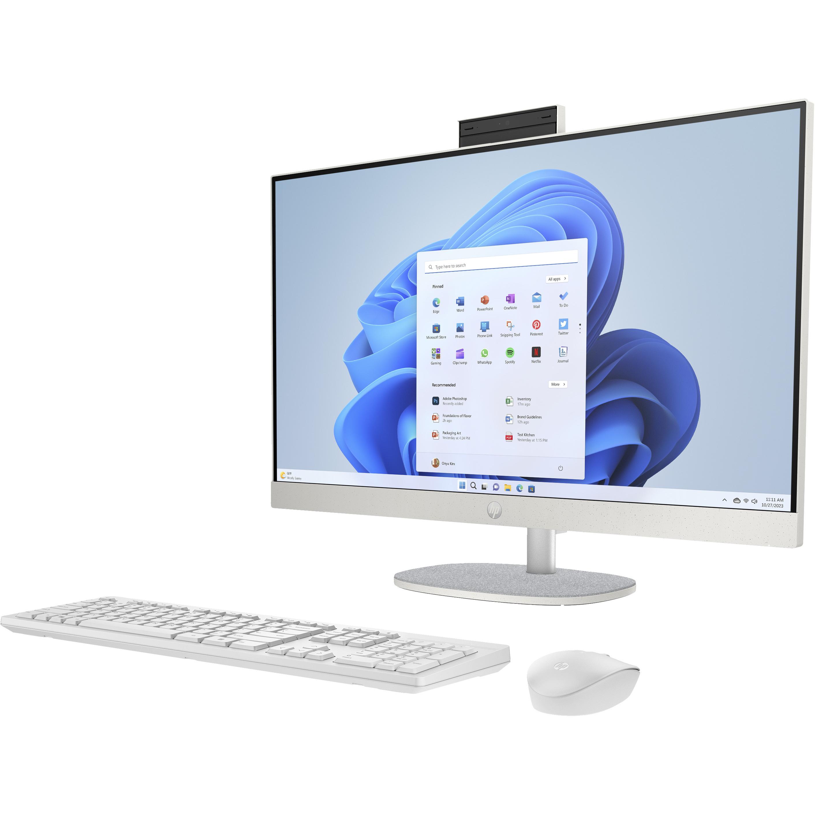 HP All-in-One 27-cr0001no (86F20EA) -tietokone, Win 11 (AMD Ryzen 5 7520U, 16 GB, 512 GB, AMD Radeon