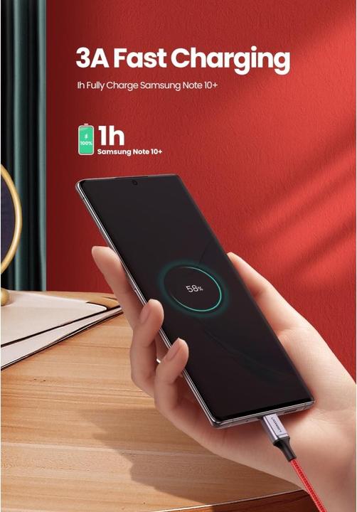 Actual product image Ugreen USB-C to USB-C cable 2.0 1m (red) (1 m, USB 2.0)