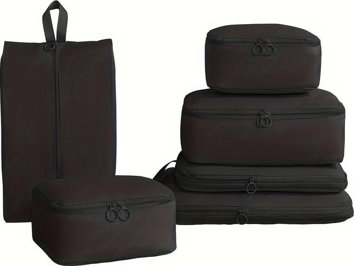 Only-Bags.Store 6-teiliges Set eleganter Polyester-Packwürfel, komprimierbare Reiseorganisationstaschen für Gepäck