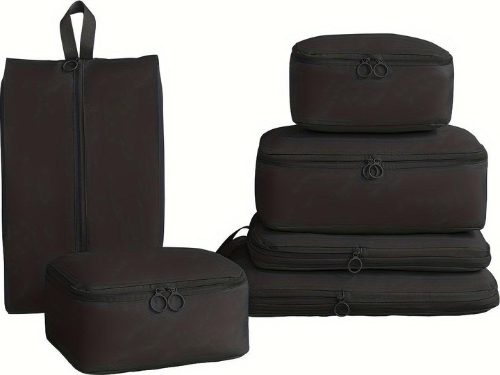 Only-Bags.Store Jeu de 6 cubes d'emballage en polyester élégant, sacs d'organisation de voyage compressibles pour