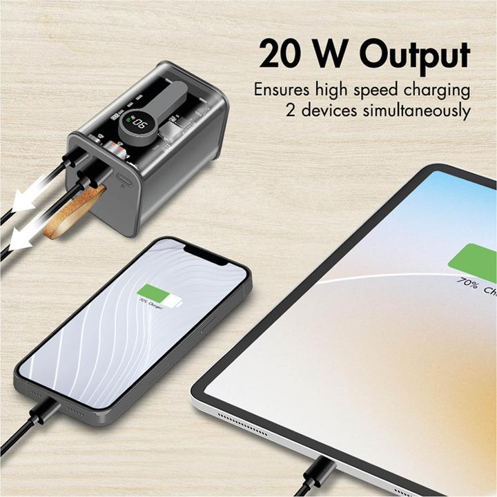 Produktbild LogiLink PowerBank 20.000mAh transparent (20000 mAh, 20 W, 74 Wh)