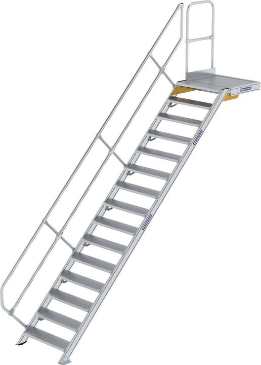 Actual product image Munk Stairs with platform 45 Step width 800 mm 15 steps Aluminium fluted (Scaffolding)