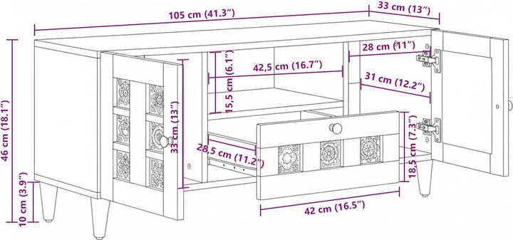 Image du produit vidaXL TV-Schränk (105 x 33.50 x 46 cm)