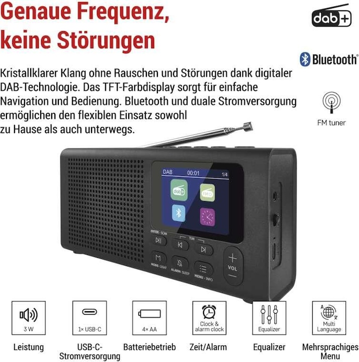 Image du produit Emos Dab Fm Bluetooth Radio P-600b Black (DAB, FM, DAB+ DAB, Bluetooth)