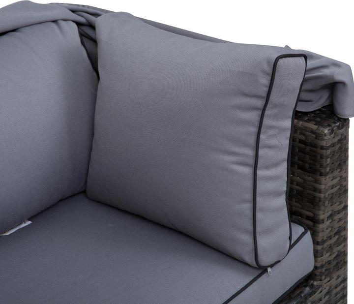 Actual product image Outsunny Polyrattan lounge set with sun canopy, cushions and side table