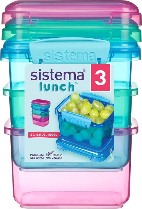 Actual product image Sistema Pack 400ml x 3 Lunch Coloured