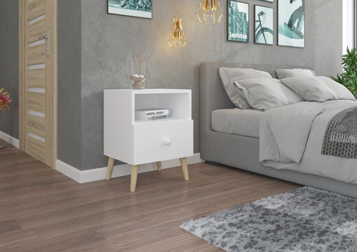 Actual product image ADRK Furniture LOGAN bedside cabinet with drawer (40 x 37 x 53 cm)