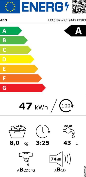 Energy Label AEG LFA5I82WRE (8 kg, Left)