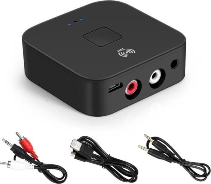 Actual product image Deltalabs 2in1 NFC Bluetooth 5.0 HD Audio Receiver mit 3.5mm Klinke / Cinch - Schwarz (Transmitter & Receiver)