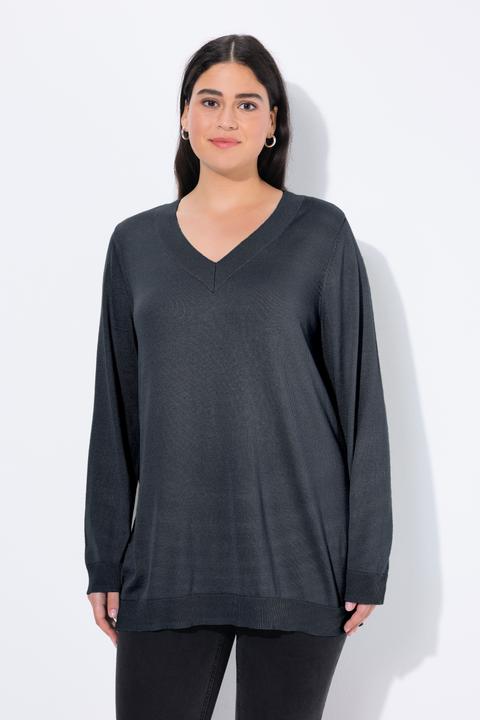 Immagine prodotto Ulla Popken Maglione in morbida maglia fine con scollo a V e maniche lunghe (42, 44)