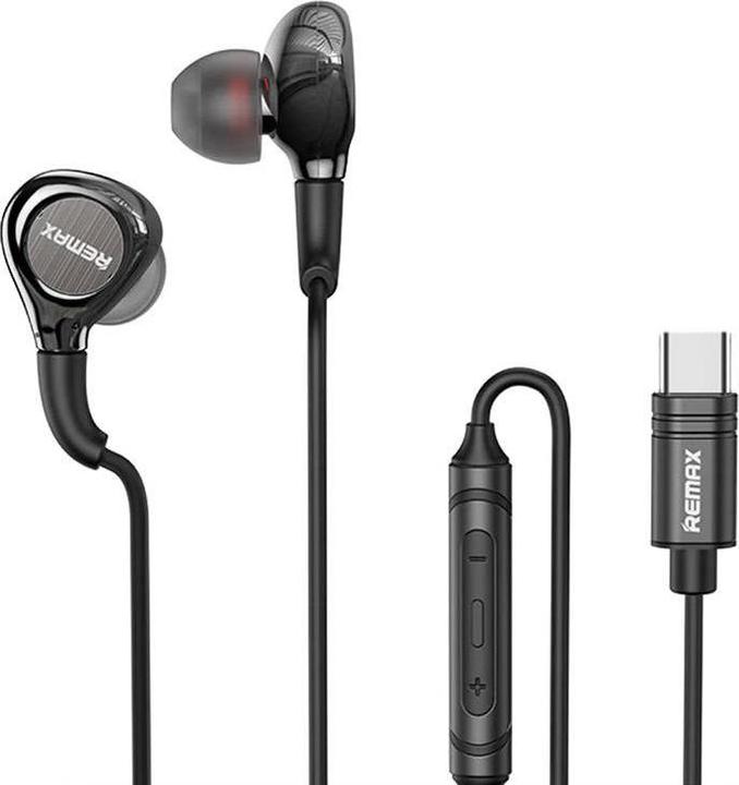 Actual product image Remax Earphones RM-655a, USB-C, 1.5m (black) (Cable)