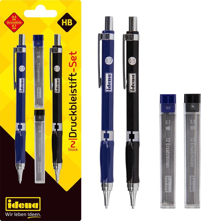 Produktbild Idena Druckbleistift 2er 0,5mm und 0,7mm + Refills (0.50 mm, HB, 2x)