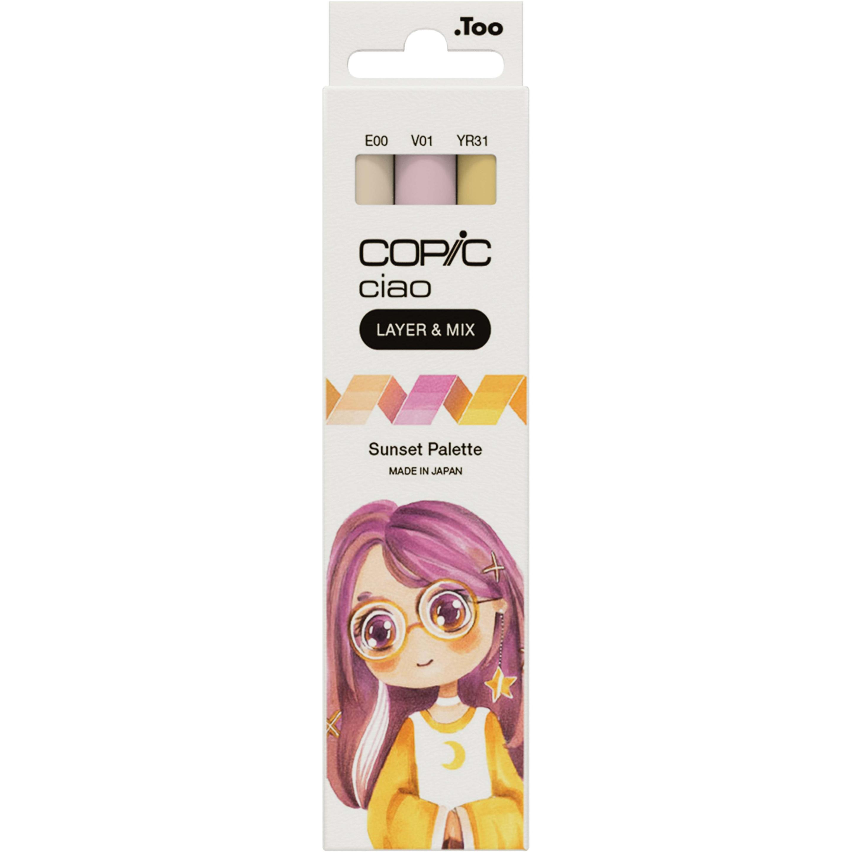 Copic, Marker, CIAO - Marker (V-01 Heath, E-00 Cotton Pearl, YR-31 Light Reddish Yellow, 6 mm, 3 x)