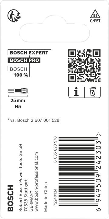 Nutritional values and ingredients Bosch Professional Zubehör PRO Hex Impact Bit, H5, 25 mm, 2 pcs. (25mm)