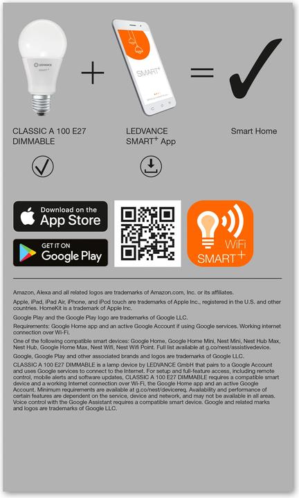 Produktbild Ledvance Smart+ Wifi Classic (E27, 14 W, 1521 lm, 1 x, F)