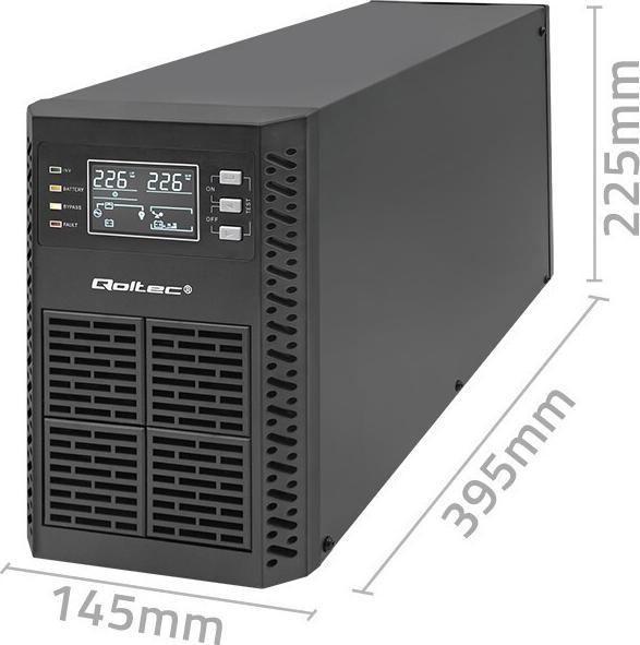 Produktbild Qoltec ZASILACZ AWARYJNY UPS 2KVA | 2000W | POWER FACTOR 1.0 | LCD | EPO | USB | ON-LINE (2 VA, 2000 W, Online-Doppelwandler USV)