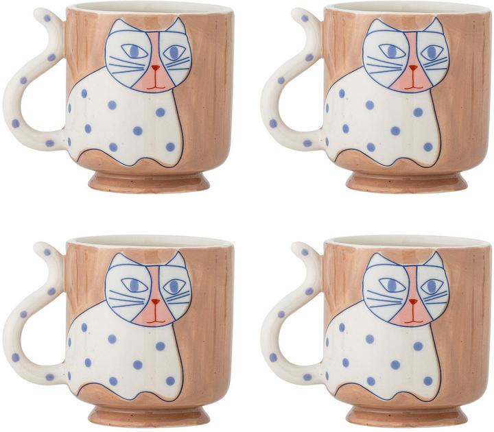 Bloomingville Teetasse Missy 325 ml, 4 Stück, Braun/Weiss (325 ml, 4x)