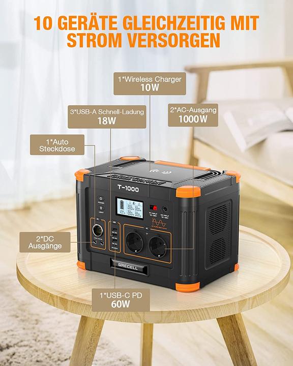 Produktbild Grecell Powerstation 1000W, 999Wh (999 Wh, 8 kg)