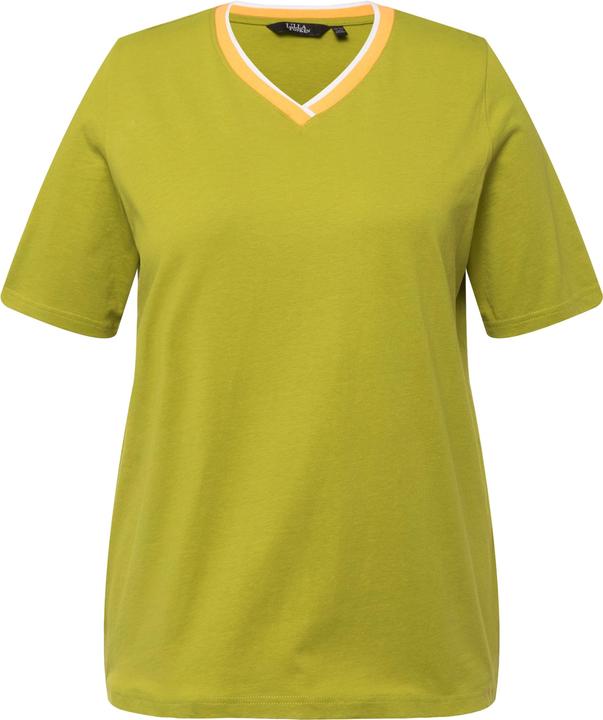 Immagine prodotto Ulla Popken T-shirt con orli a righe, scollo a V e mezze maniche (54)
