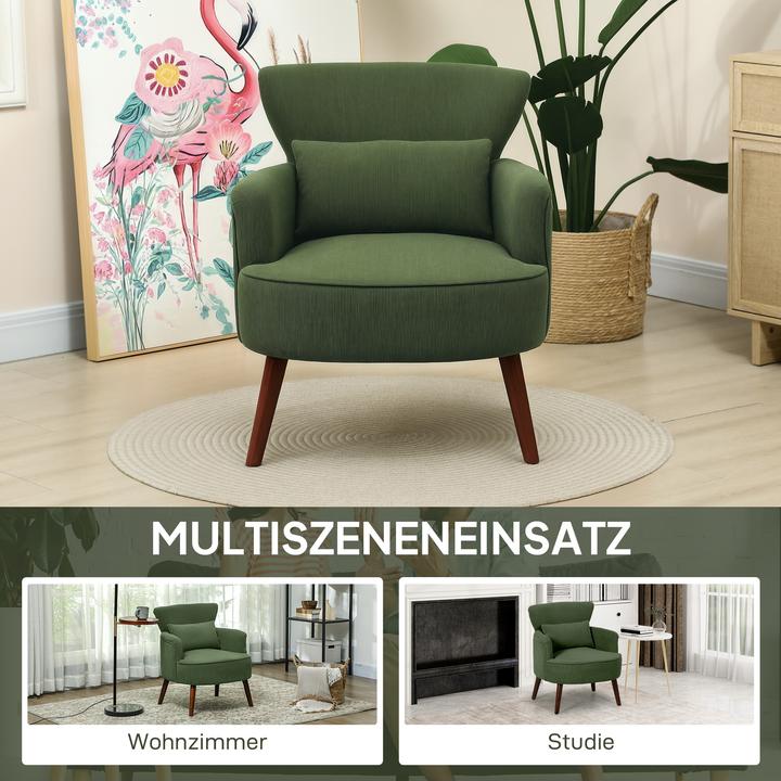 Produktbild Homcom Einzelsessel Polyester, Gummiholz Grün
