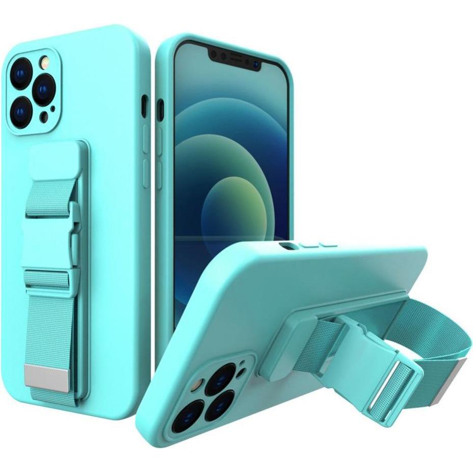 Thumbnail - Hurtel Rope case gel case with a chain lanyard bag lanyard iPhone 12 Pro Max light blue (Apple iPhone 12 Pro Max), Smart...
