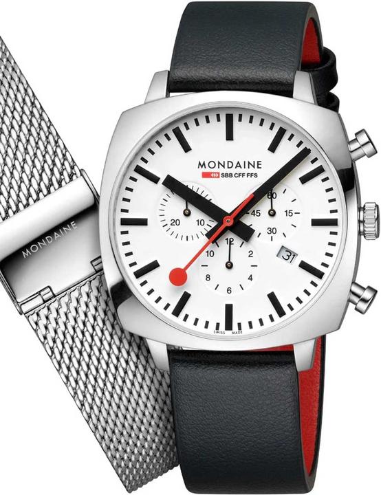 Immagine prodotto Mondaine Grand Cushion (Orologio da polso analogico, Fatto in Svizzera, Cronografo, 41 mm)