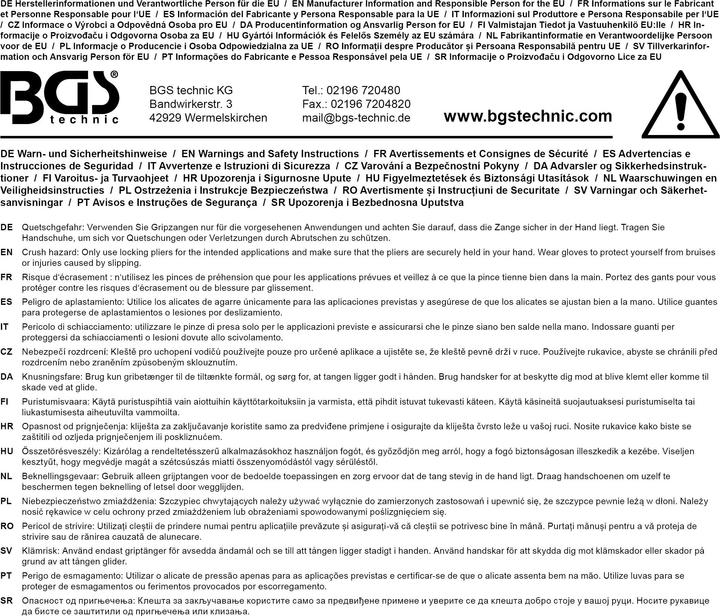 Actual product image BGS Self-Grip Pliers 225 mm (225 mm)