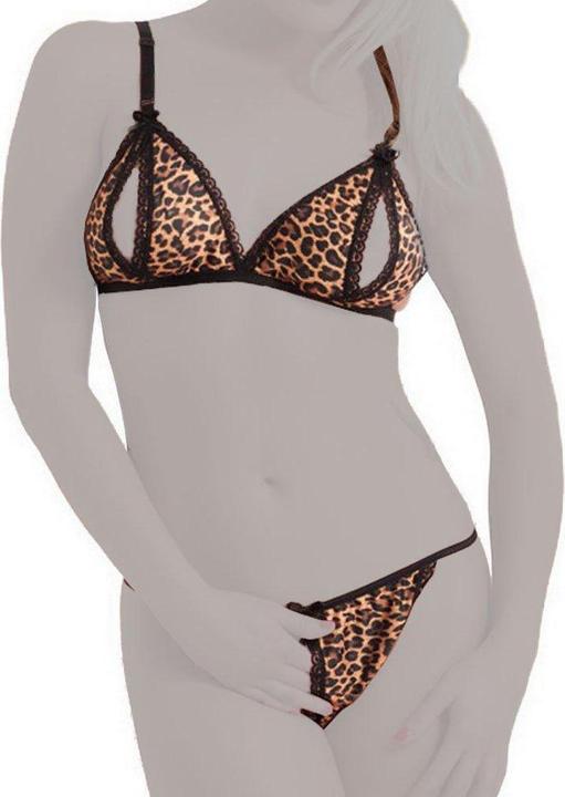 Amorable by Rimba AMORABLE Rimba Open Cup Leopard Print Bra and Panty Set - One Size (One Size)