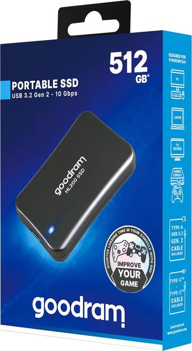 Actual product image Goodram SSDPR-HL200-512 External Solid State Drive 512 GB Grey (0.51 TB)