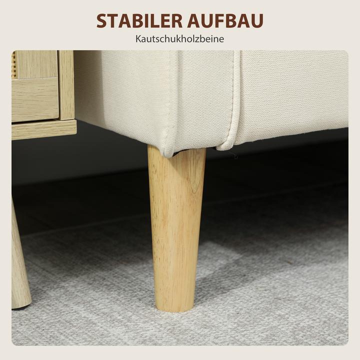 Immagine prodotto Homcom 2-Sitzer-Sofa Samt, Eukalyptusholz Cremeweiss (2 posti)