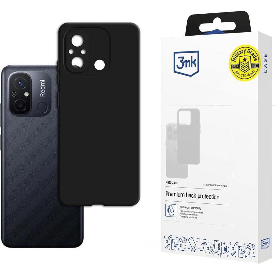 3Mk Nero Custodia Redmi 12C Opaca (Xiaomi Redmi 12C), Cover Smartphone,