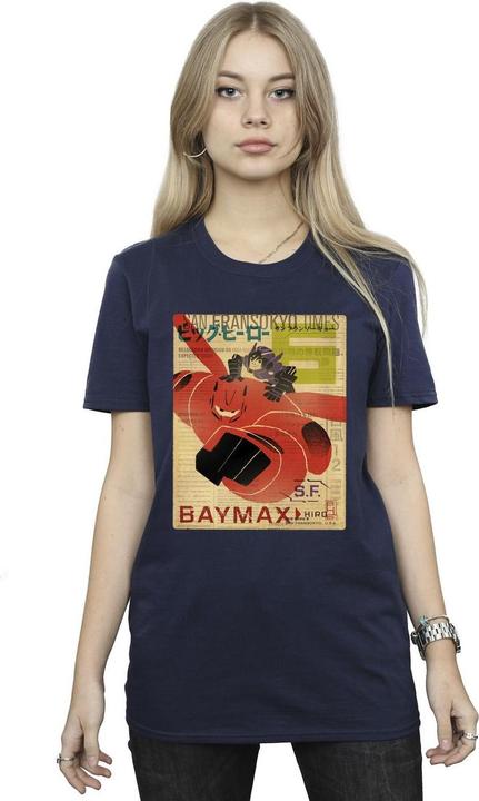 Immagine prodotto Disney Big Hero 6 Baymax Flying Baymax Newspaper Maglietta Ampia Donna (XL)