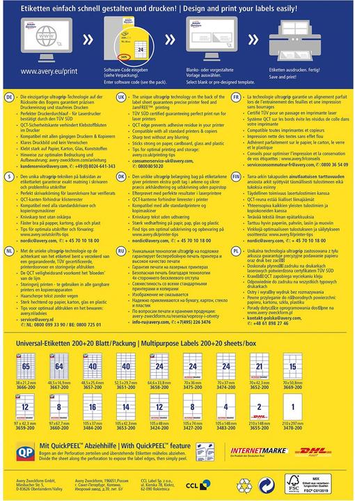 Produktbild Avery Universal-Etiketten