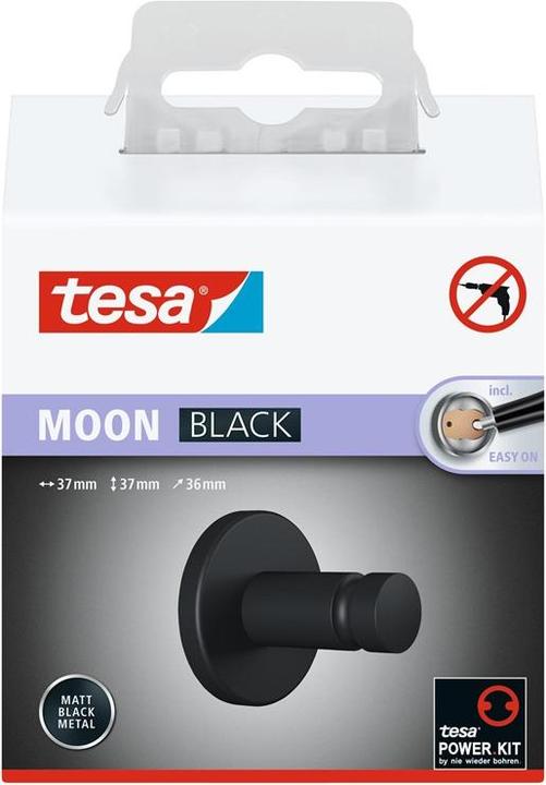 Actual product image tesa MOON BLACK Towel hook incl. adhesive solution without drilling