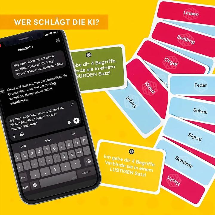 Produktbild ChatGPT – Schlag die KI. Krass kombiniert! Wer schreibt aus vier Worten die beste Story? (Deutsch, 1 - 8 Spieler)