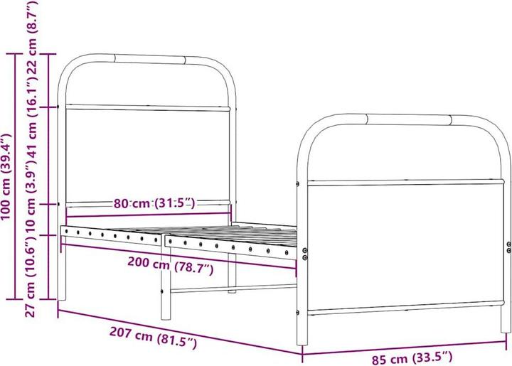 Produktbild vidaXL Bettgestell (80 x 200 cm)