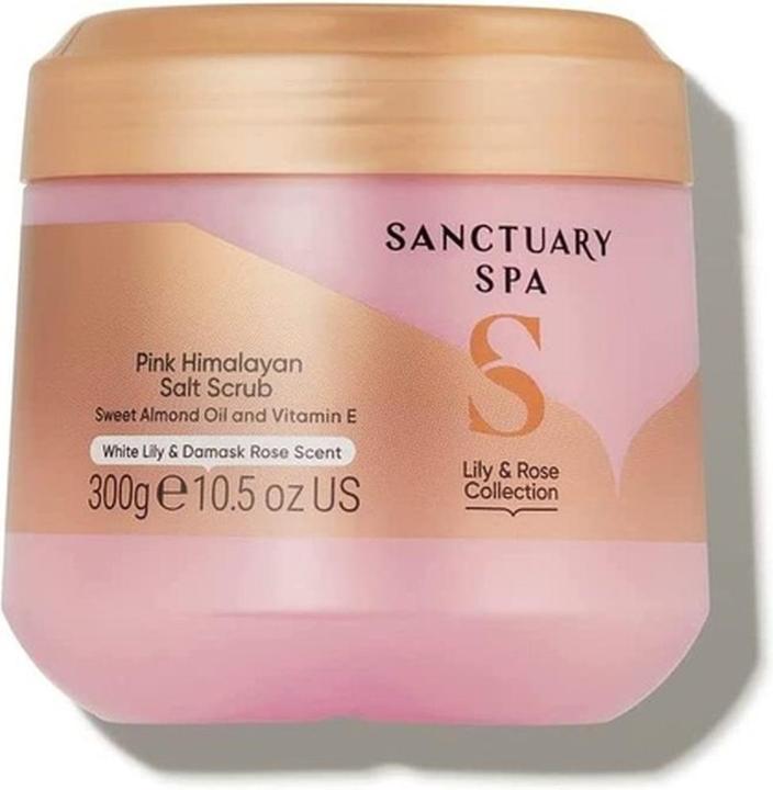 Lily and Rose Salt Body Scrub Exfoliating Pink Himalayan Salt with Vitamin E and Almond Oil 300g