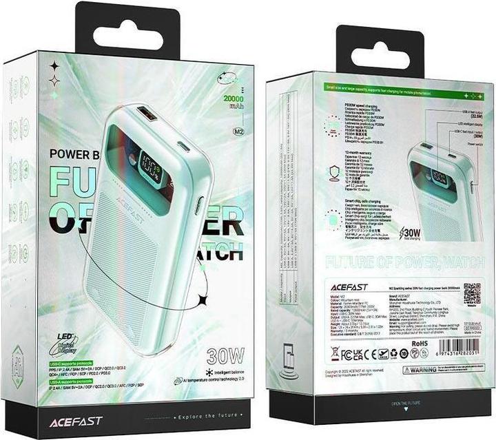 Immagine prodotto Acefast Powerbank M2 Sparkling Series, 20000mAh, 30W (grigio) (20000 mAh, 30 W, 77 Wh)