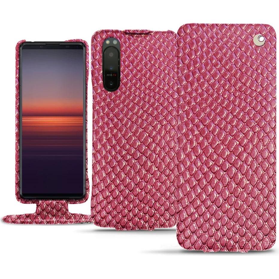 Noreve Lederschutzhülle vertikal (Sony Xperia 5 II), Smartphone Hülle, Rosa