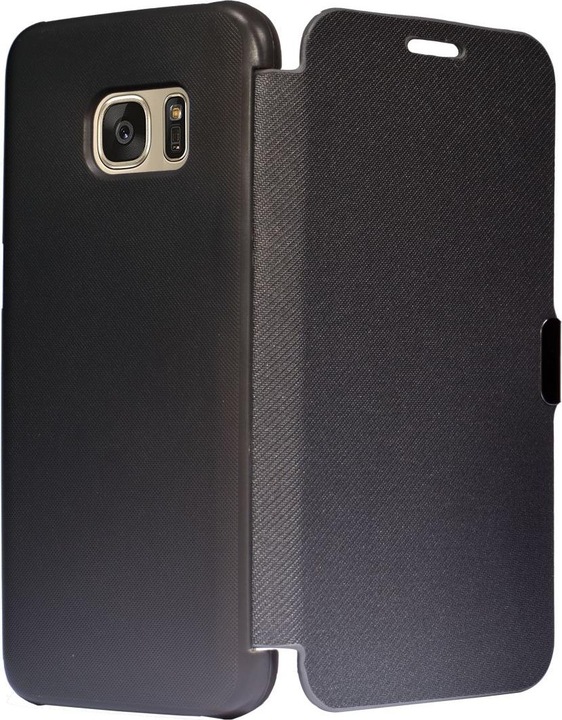 Produktbild König Design Flip Cover Schutzhülle Slim Case Handyhülle Bookstyle für Samsung Galaxy S7 Grau (Samsung Galaxy S7)