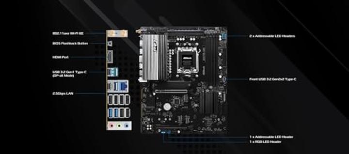 Actual product image AsRock B850 Pro-A WiFi (AM5, AMD B850, ATX)