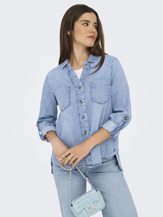 Actual product image Only Normal geschnitten Hemdkragen Umgeschlagene Ärmelbündchen Jeanshemd Jeanshemd (M)