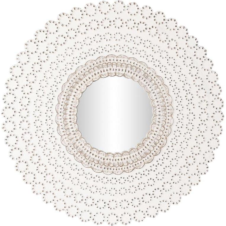 DKD Home Decor, Specchio, Wall mirror White Natural Indian Man Stripped 120 x 2,5 x 120 cm