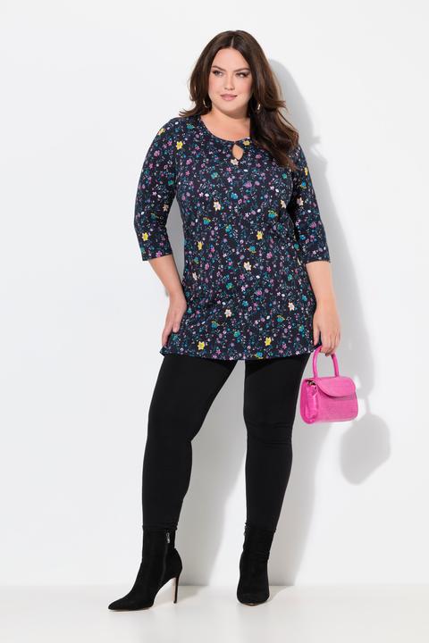 Produktbild Ulla Popken Longshirt, Blüten, A-Linie, Rundhals, 3/4-Arm (56)
