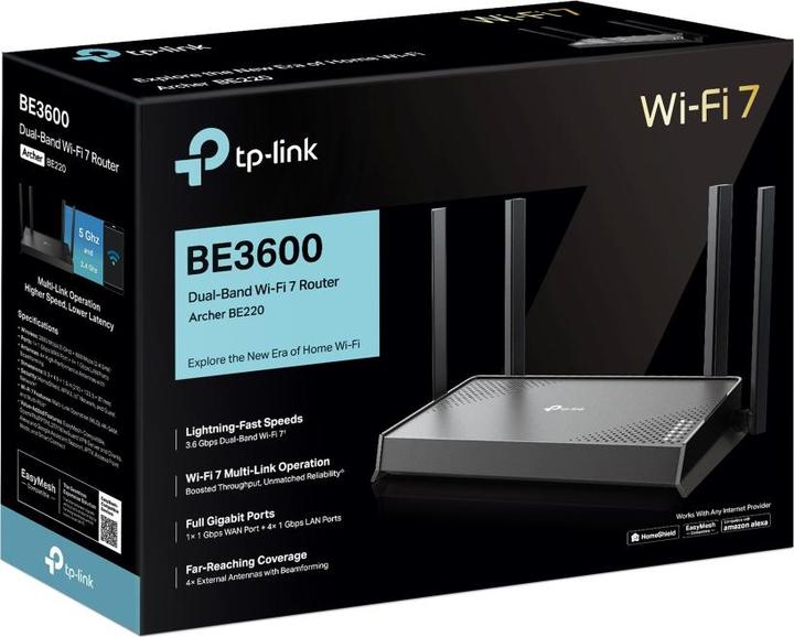Actual product image TP-Link Archer BE220 BE3600 Dual-Band Wi-Fi 7 Router