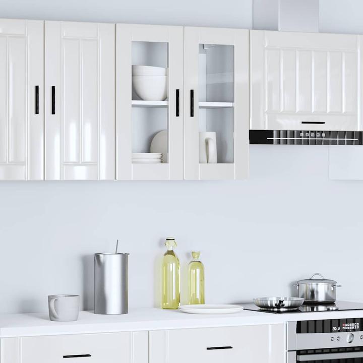 Image du produit VidaXL Armoire suspendue de cuisine avec porte en verre Porto blanc brillant Armoire murale de cuisine (60 x 31 x 60 cm)