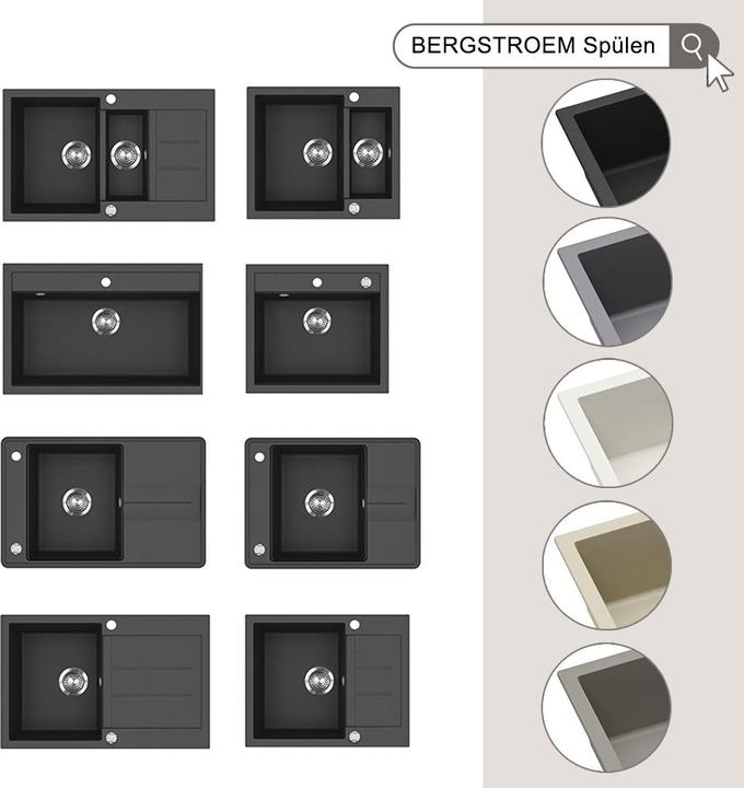 Actual product image Bergström Kyoto (Fitted sink with draining board, 78 cm, 50 cm)