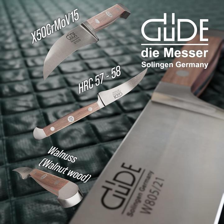 Produktbild Güde Schälmesser, geschmiedet, Serie Alpha, Doppelkropf, Griff Walnussholz (6 cm)