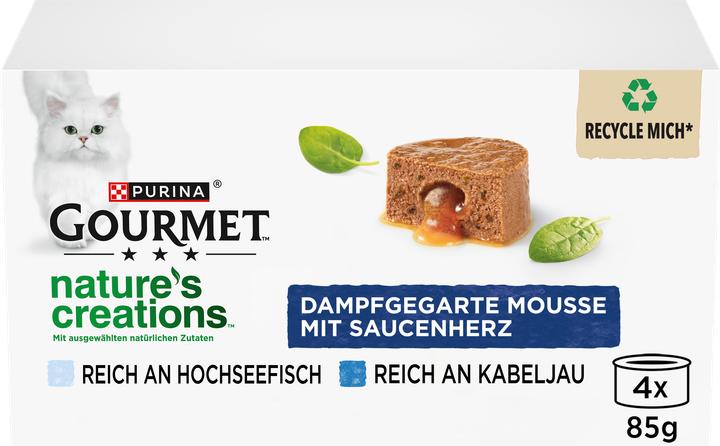 Actual product image Gourmet Nature's Creations Mousse with sauce heart, fish (Adult, 4 pcs., 340 g)