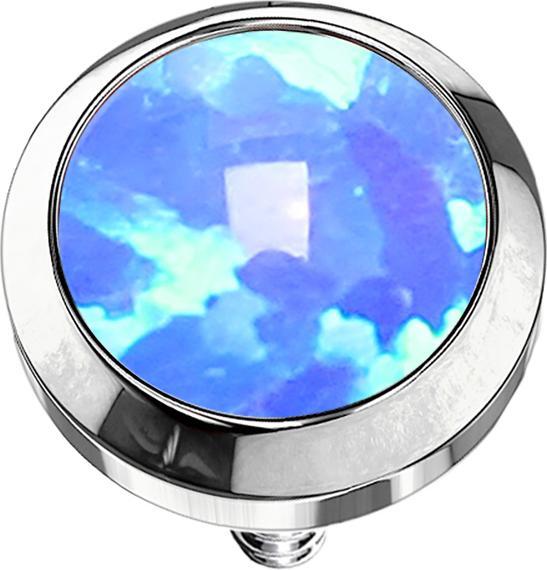Image du produit Star Piercing Dermal Anchor argenté avec opale bleu clair (Titane, sans laiton)
